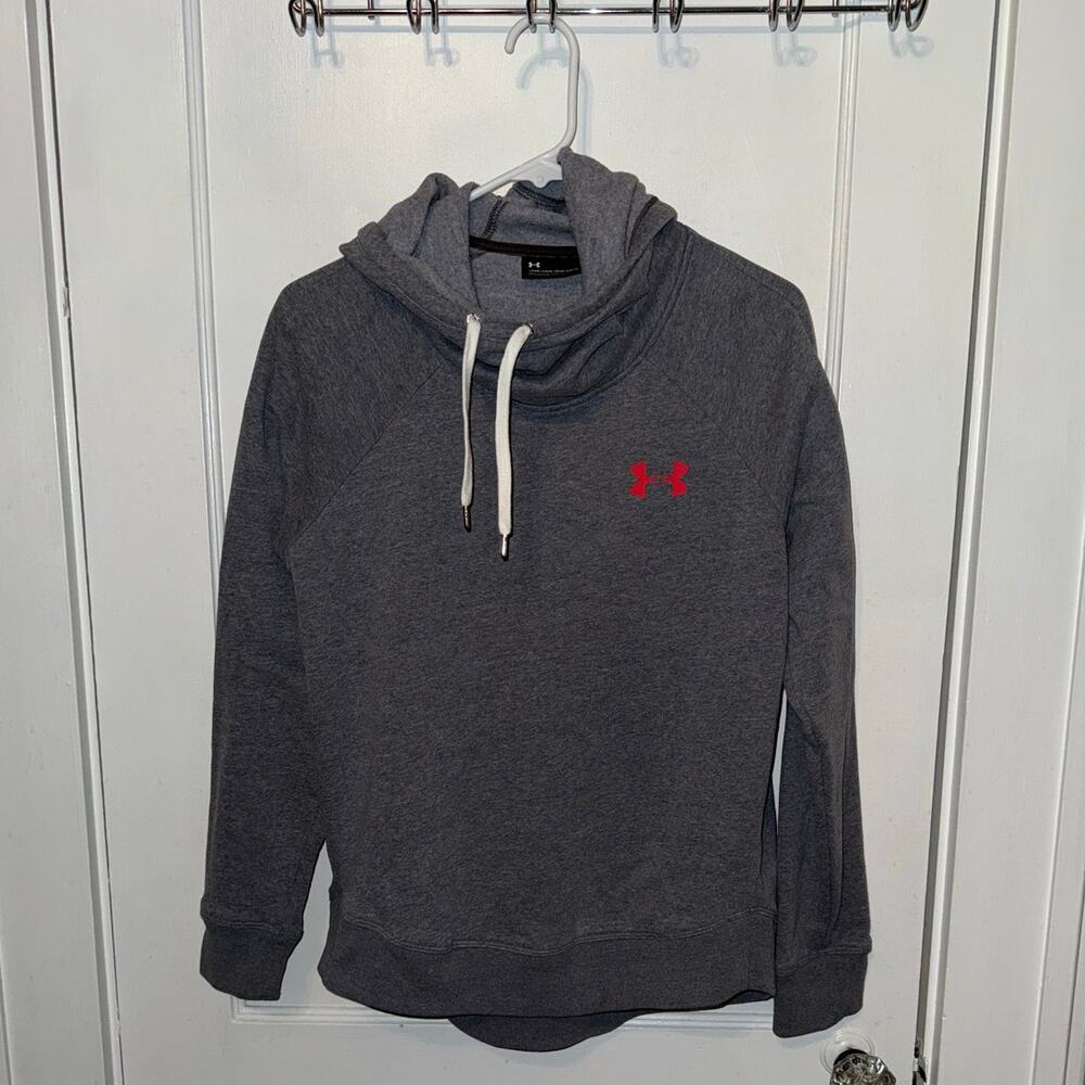 UA womens cowl neck pullover logo sweatshirt gray size M